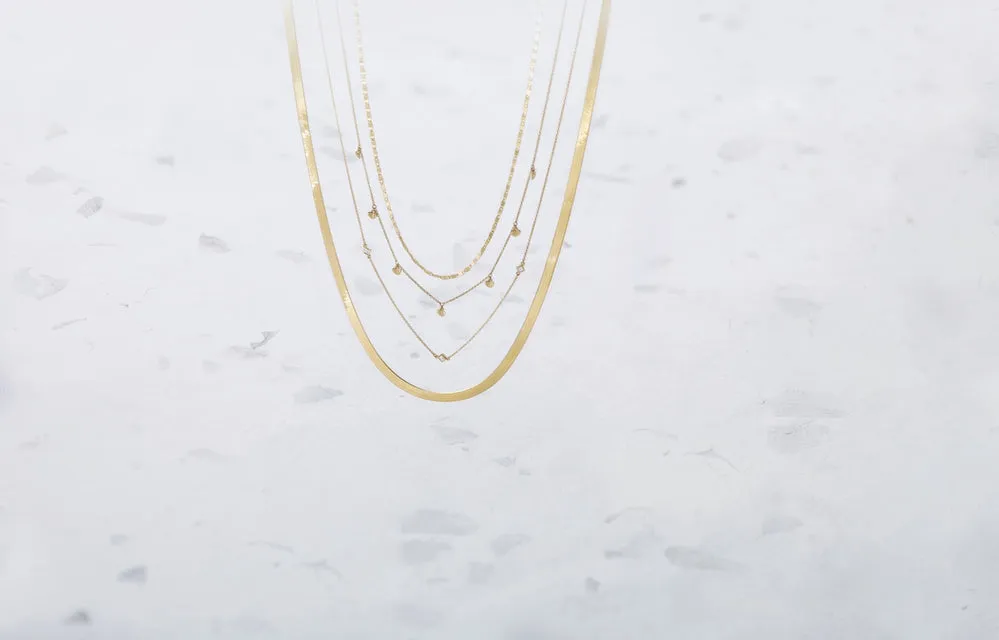 14K Yellow Gold 3.8 mm Flexible Herringbone Chain Necklace