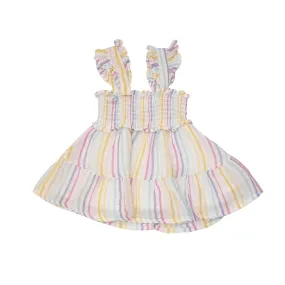 Angel Dear Rainbow Stripe Smocked Ruffle Sundress