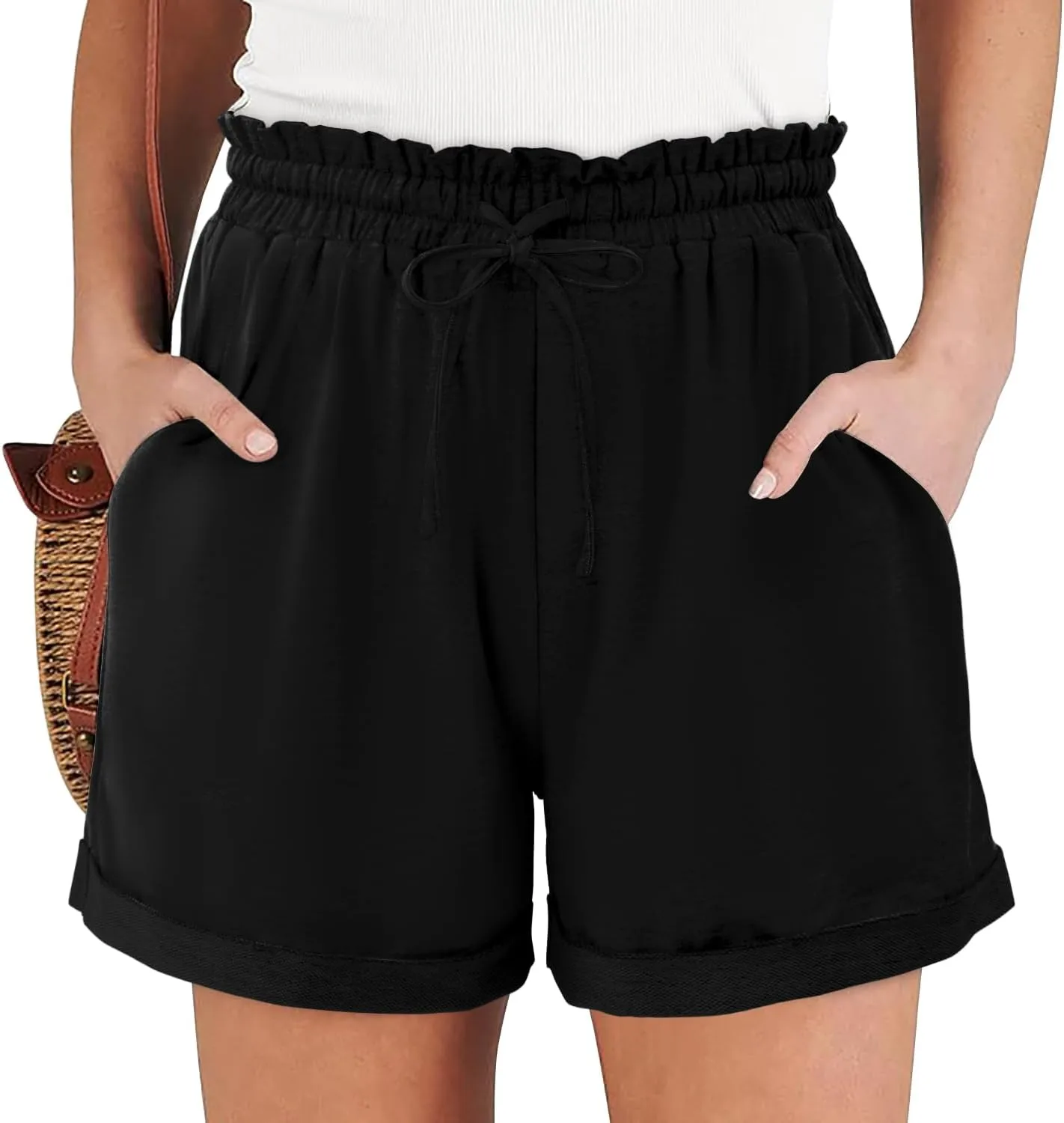 Angerella Women Casual Shorts Drawstring Comfy Elastic Waist Shorts Summer Pull On Short Pants with Pockets