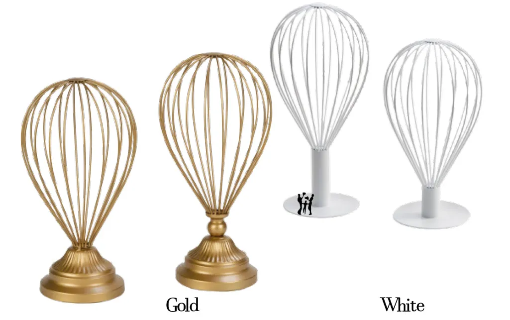 Balloon Wire Hat Stands Set of 2  (Gold & White)
