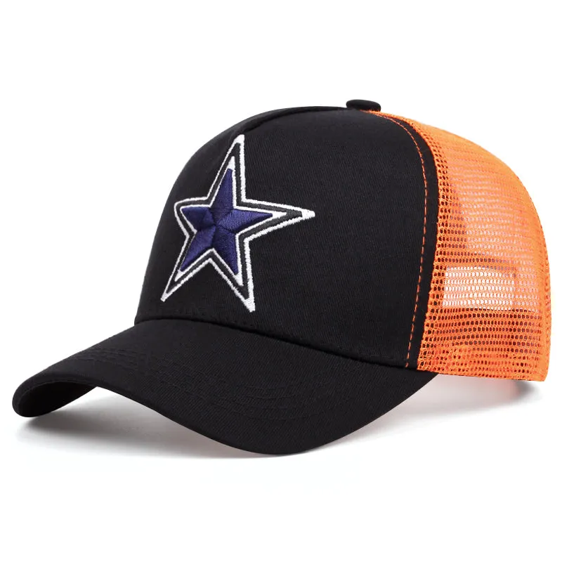 Bold Dallas Pentagram Star Trucker Hat - Fushia