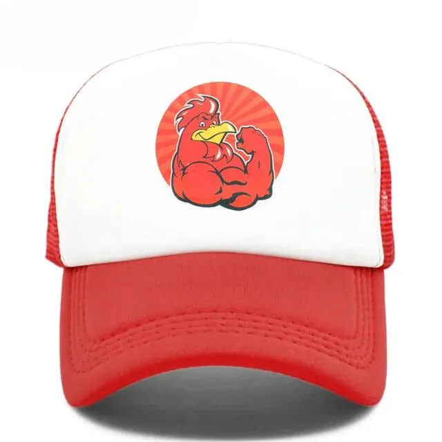 Bold Muscle Rooster Hat - Fushia