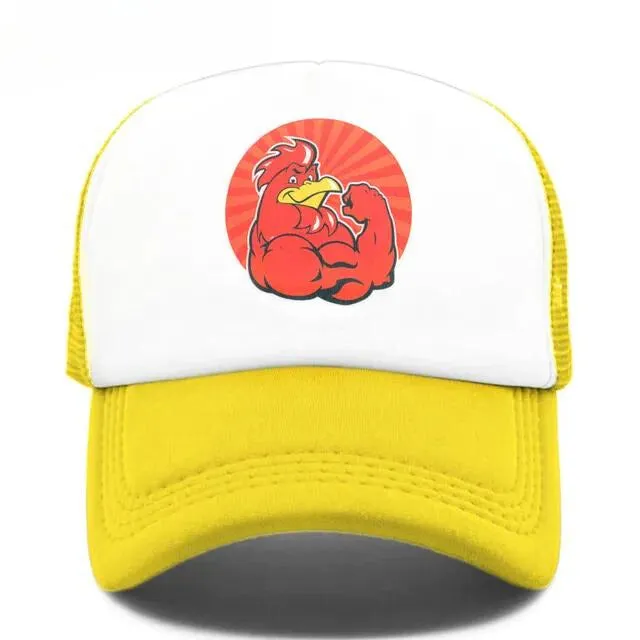 Bold Muscle Rooster Hat - Fushia