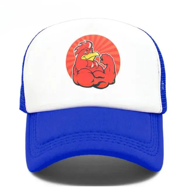 Bold Muscle Rooster Hat - Fushia