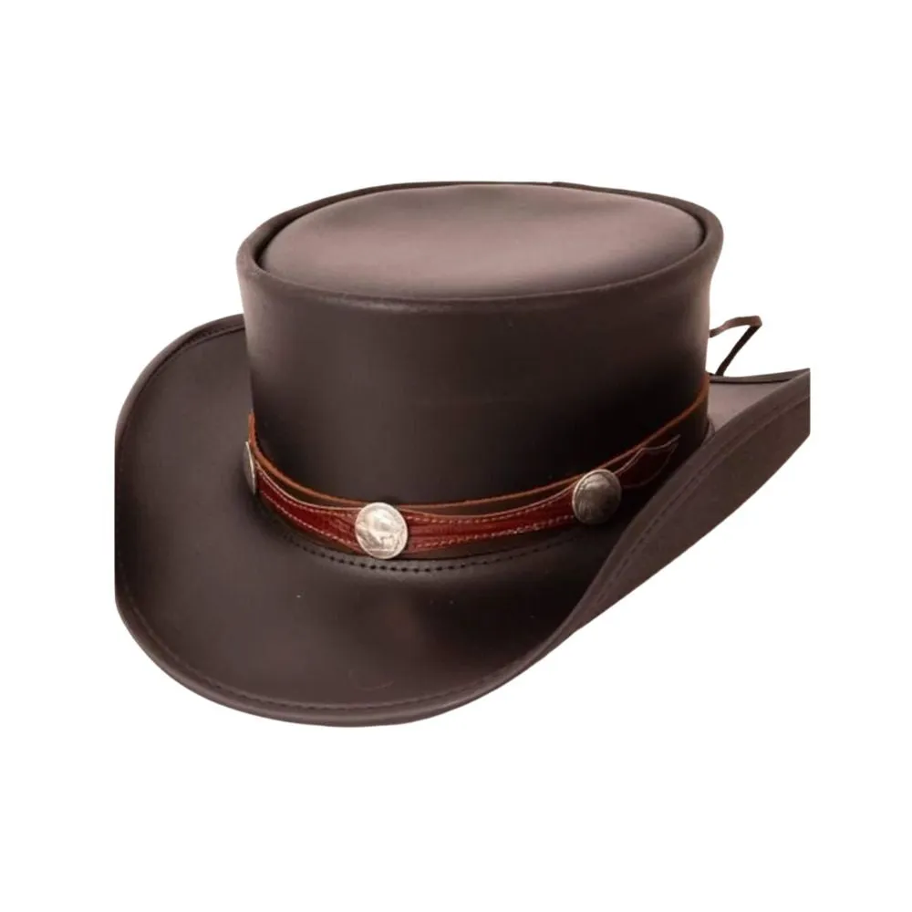 Buffalo Nickle Style Leather Top Hat