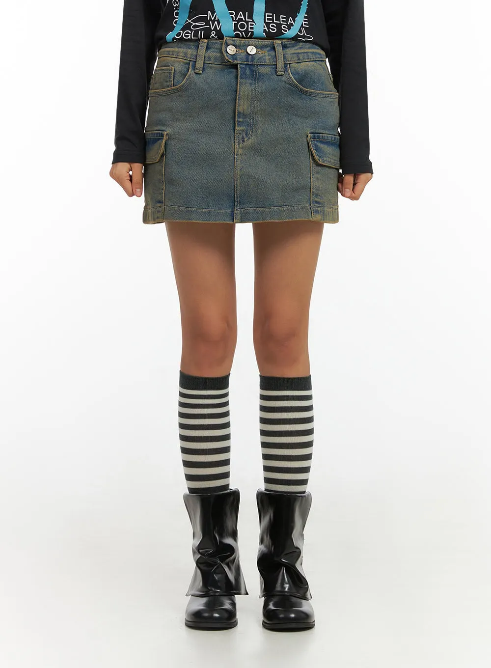 Cargo Chic Denim Skirt IO409