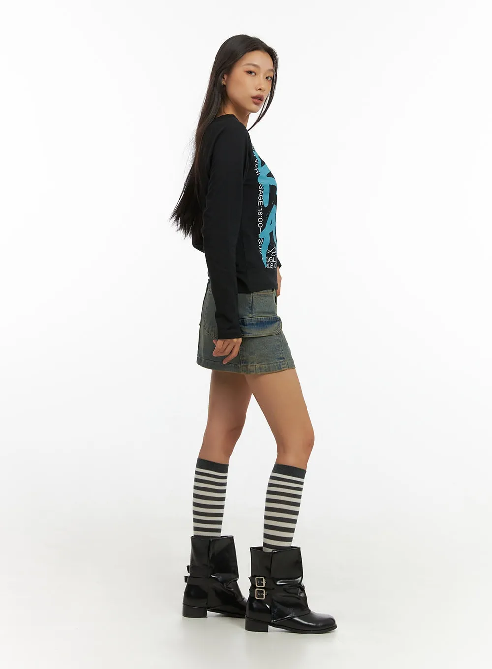 Cargo Chic Denim Skirt IO409
