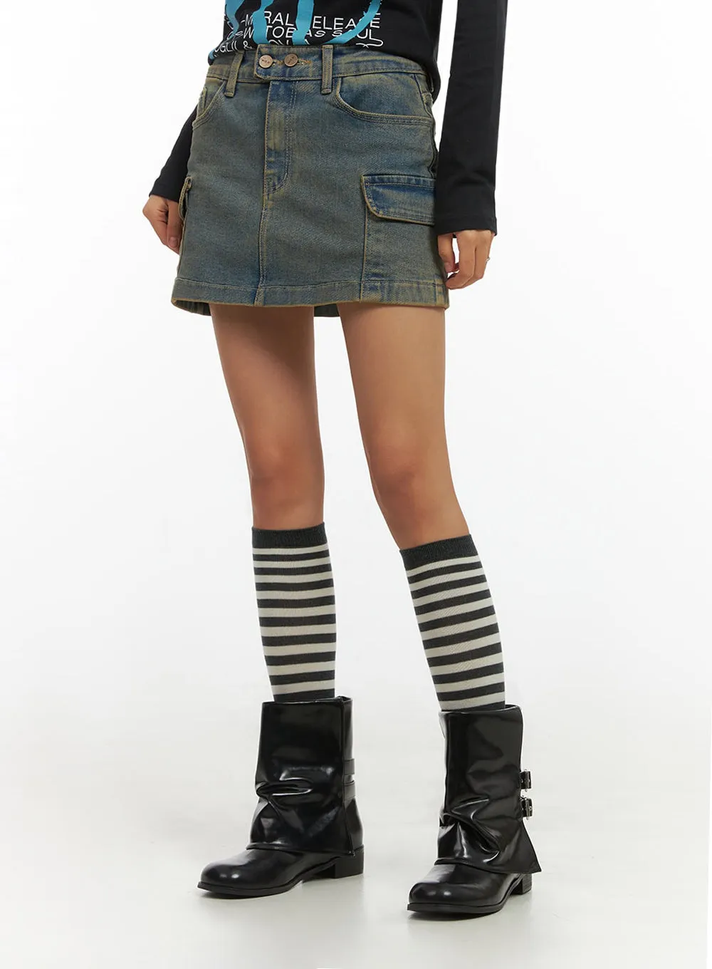 Cargo Chic Denim Skirt IO409