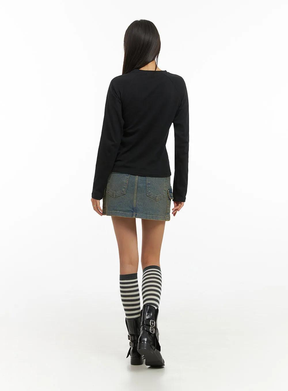 Cargo Chic Denim Skirt IO409