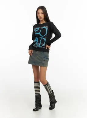 Cargo Chic Denim Skirt IO409