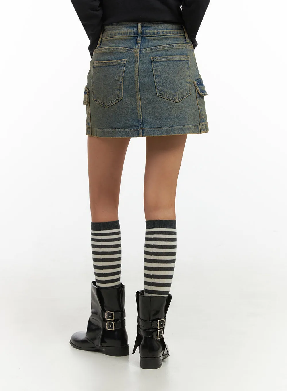 Cargo Chic Denim Skirt IO409