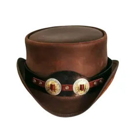 Conchos Gothic Leather Top Hat