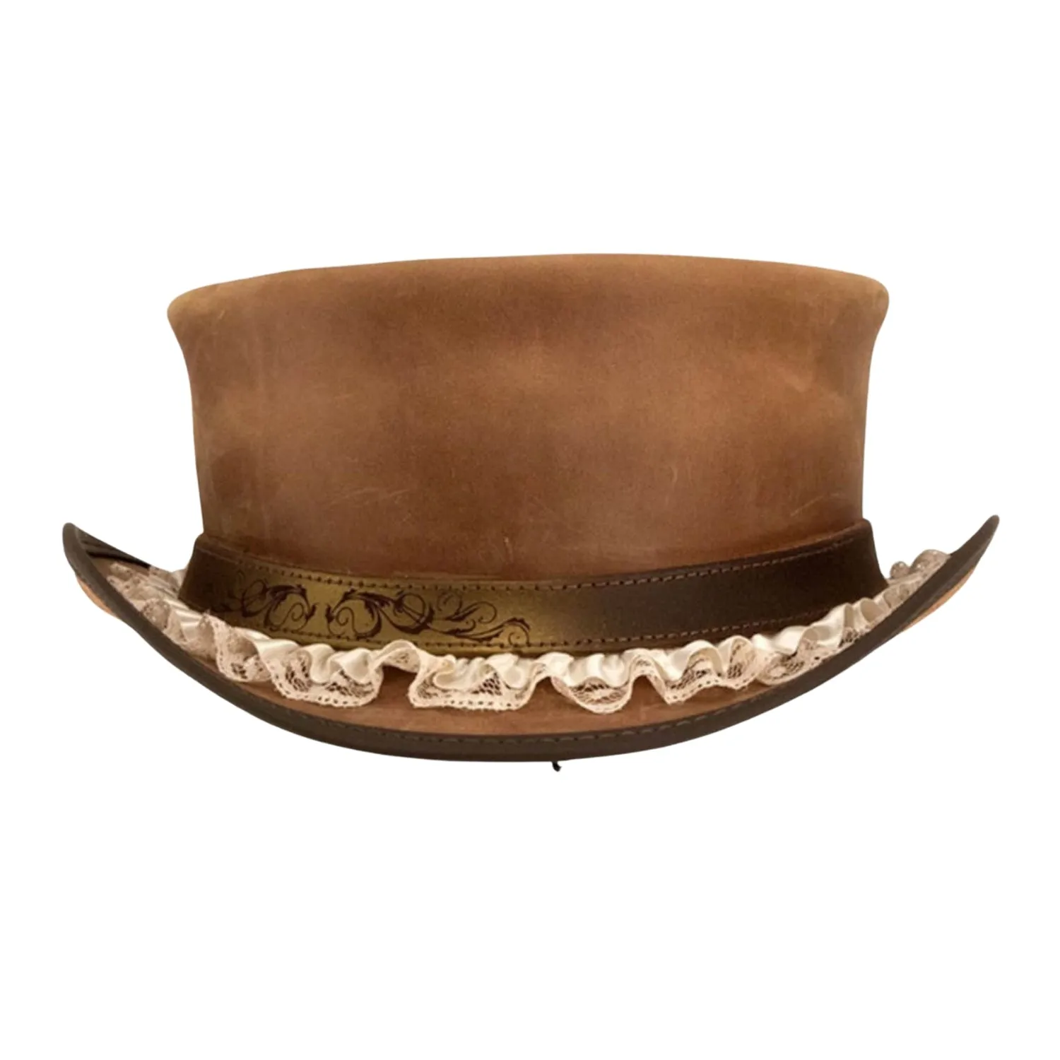 Distress Victorian Leather Top Hat
