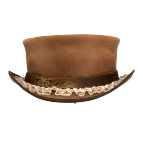Distress Victorian Leather Top Hat