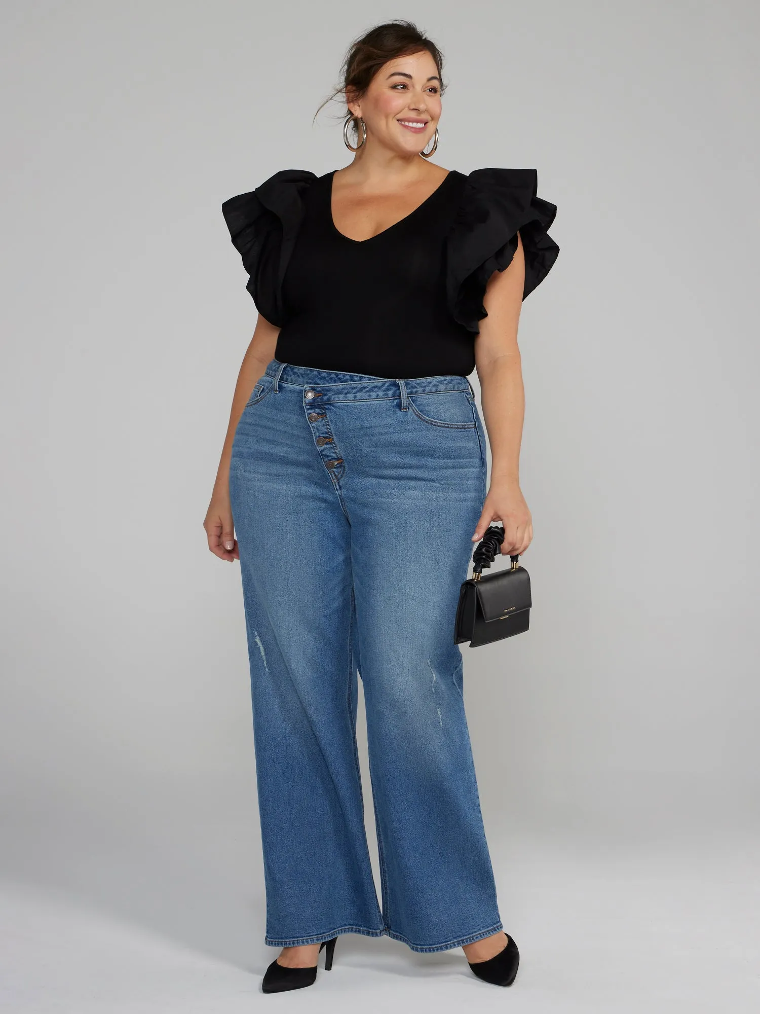 Fashion To Figure - High Rise Wide Leg Button Fly Jeans