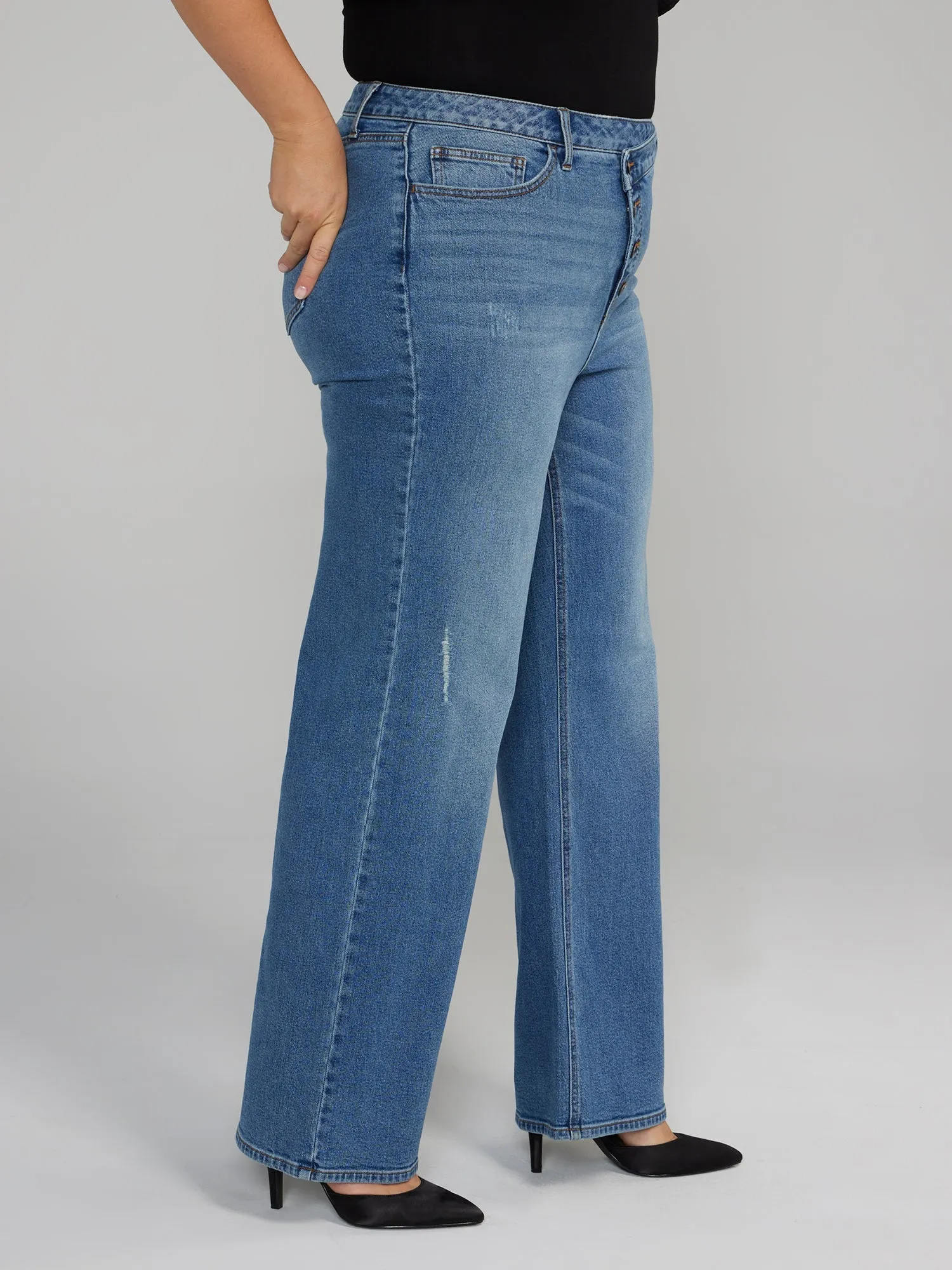 Fashion To Figure - High Rise Wide Leg Button Fly Jeans
