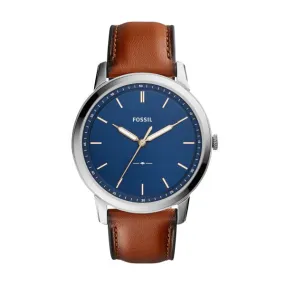 Fossil Minimalist Brown Leather Strap Gents Watch FS5304