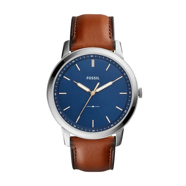Fossil Minimalist Brown Leather Strap Gents Watch FS5304
