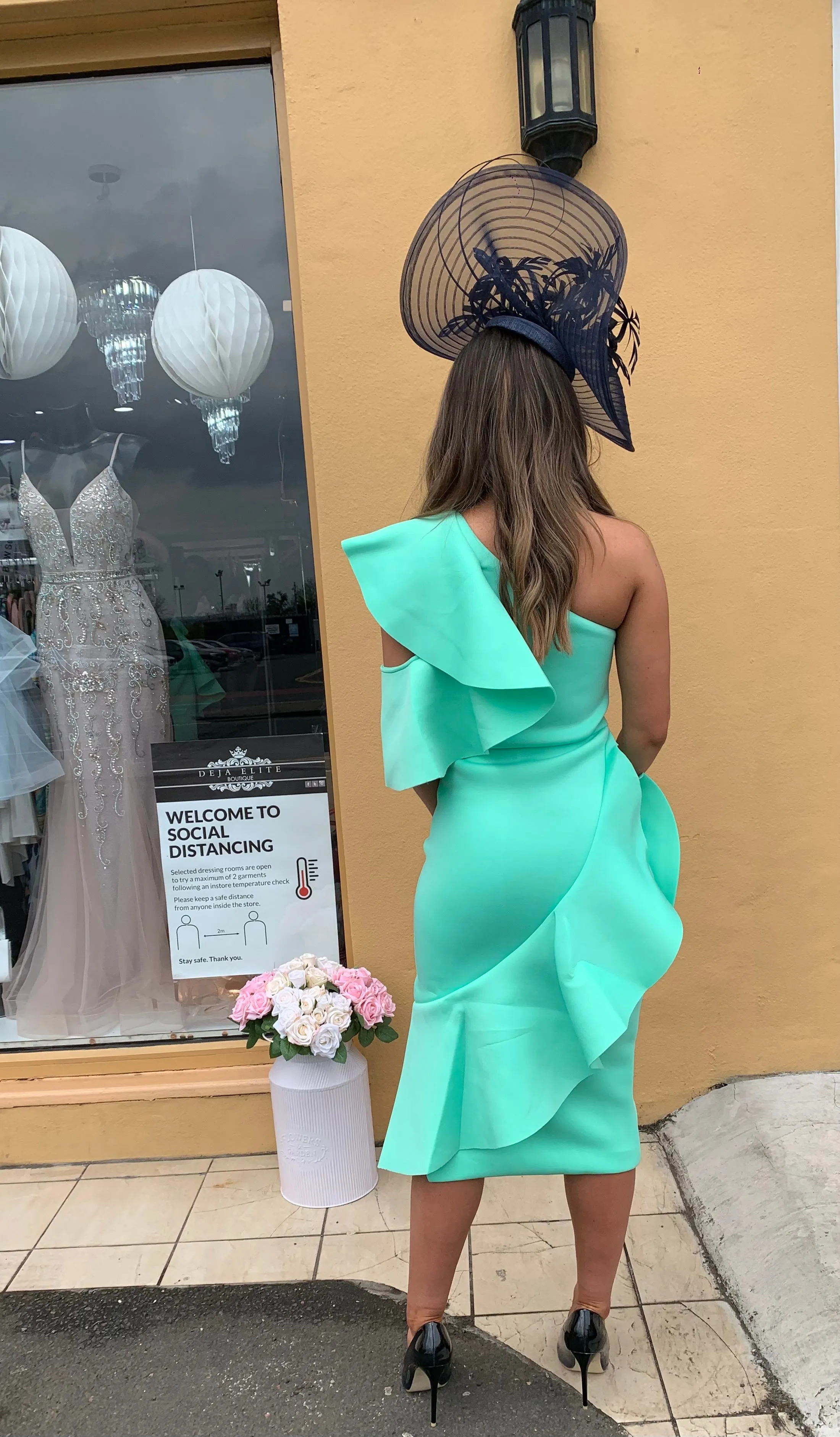 Lavish Alice mint green ruffle one shoulder dress