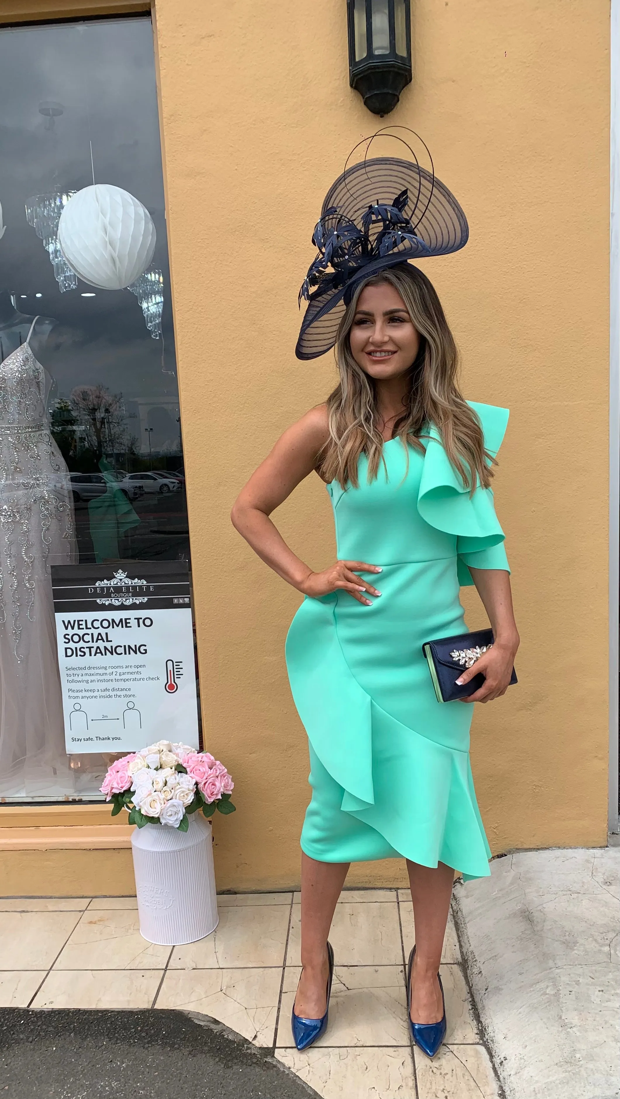 Lavish Alice mint green ruffle one shoulder dress