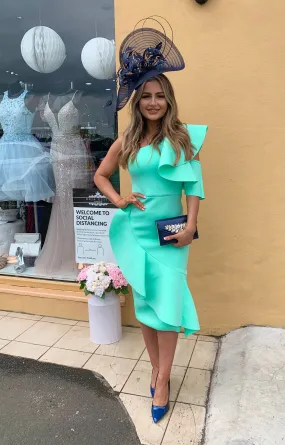 Lavish Alice mint green ruffle one shoulder dress