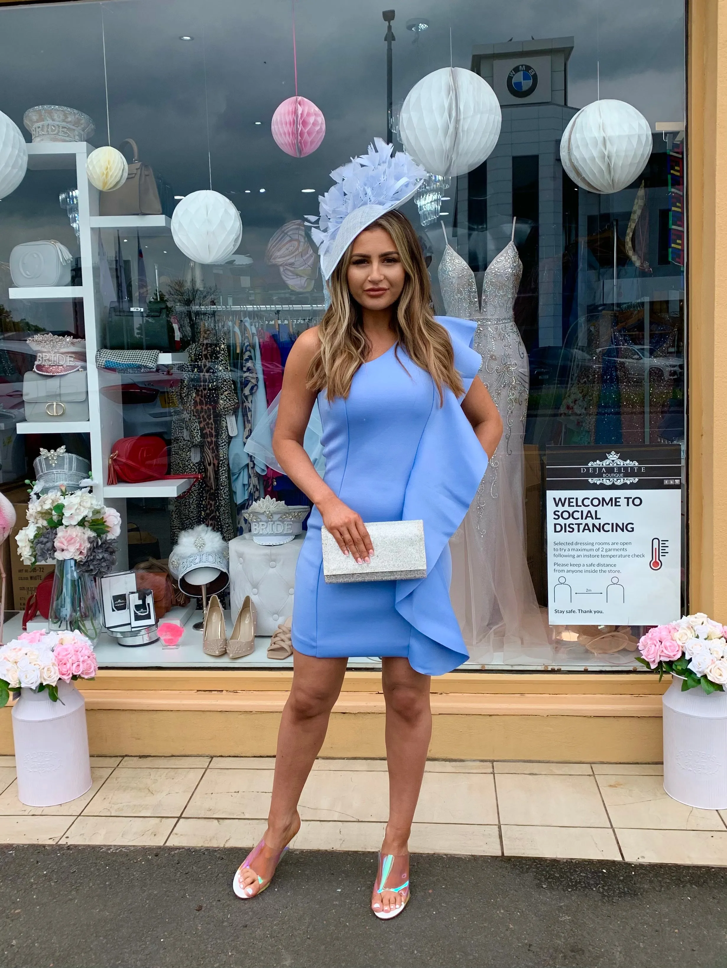 Lavish Alice powder blue ruffle mini dress