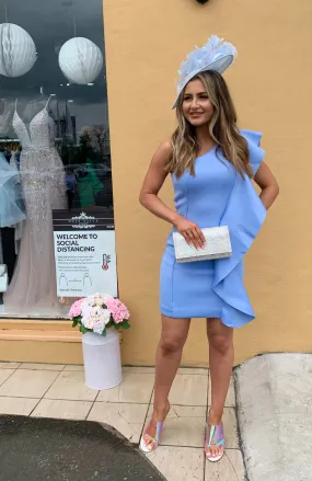 Lavish Alice powder blue ruffle mini dress