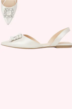Leoni Pearl Buckle Flats