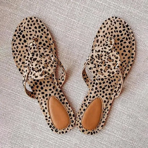 Leopard Printed Hollow Out Beach Slippers