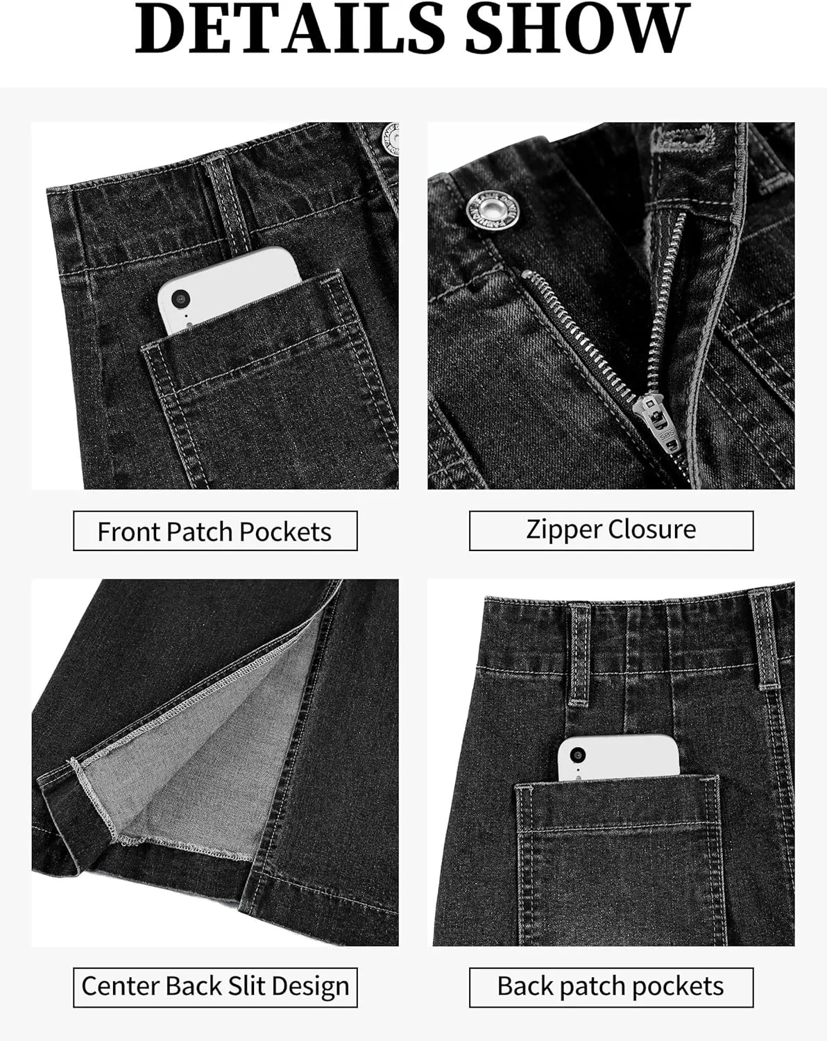 Long Denim Skirt for Women Stretch Maxi Skirt with Back Slit High Waisted Pencil Jean Skirt with Pockets Casual