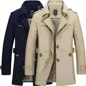 Men's casual jacket mid-length trench coat