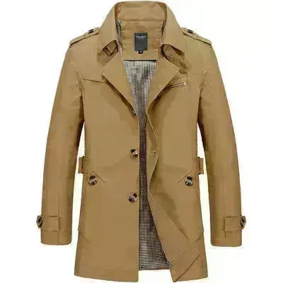 Men's casual jacket mid-length trench coat