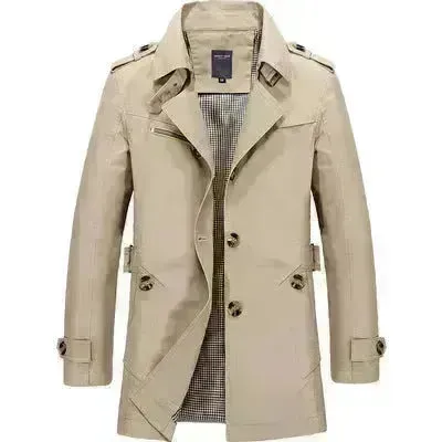 Men's casual jacket mid-length trench coat
