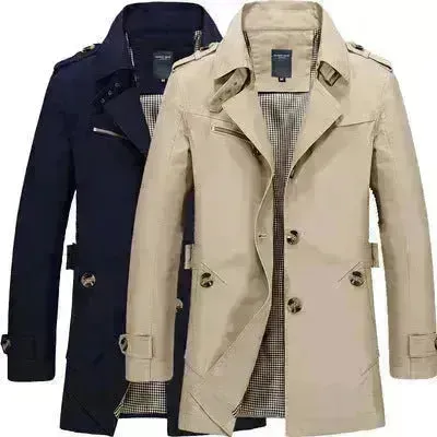 Men's casual jacket mid-length trench coat