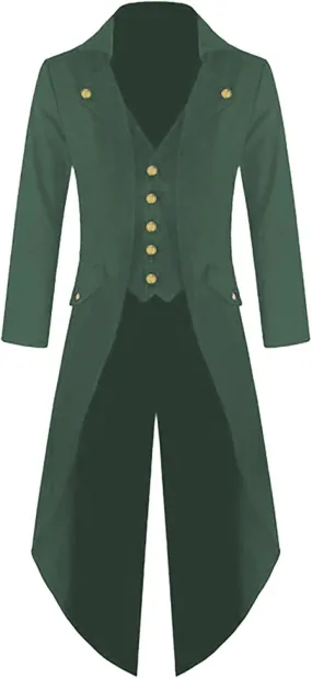 Men's Casual Trench Coat Gothic Frock Coat Costume Praty Outwear Single Breasted Pea Coat Trench Overcoat Mens