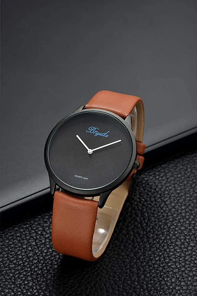 Mens Watches Minimalist Black Business Casual Waterproof Quartz Watches for Men Swiss Brand