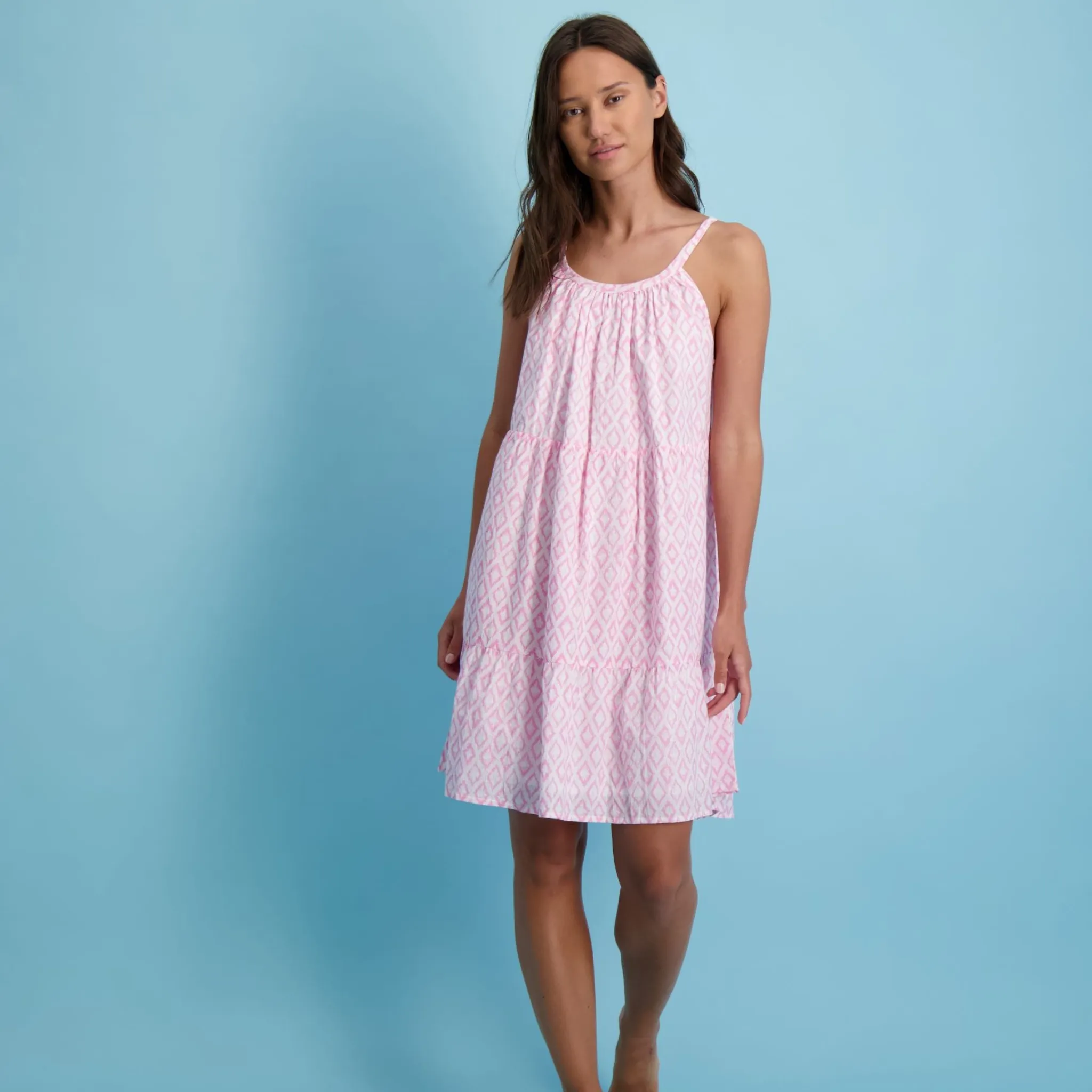Sabine Women's Swing Sundress in Soft Pink Ikat