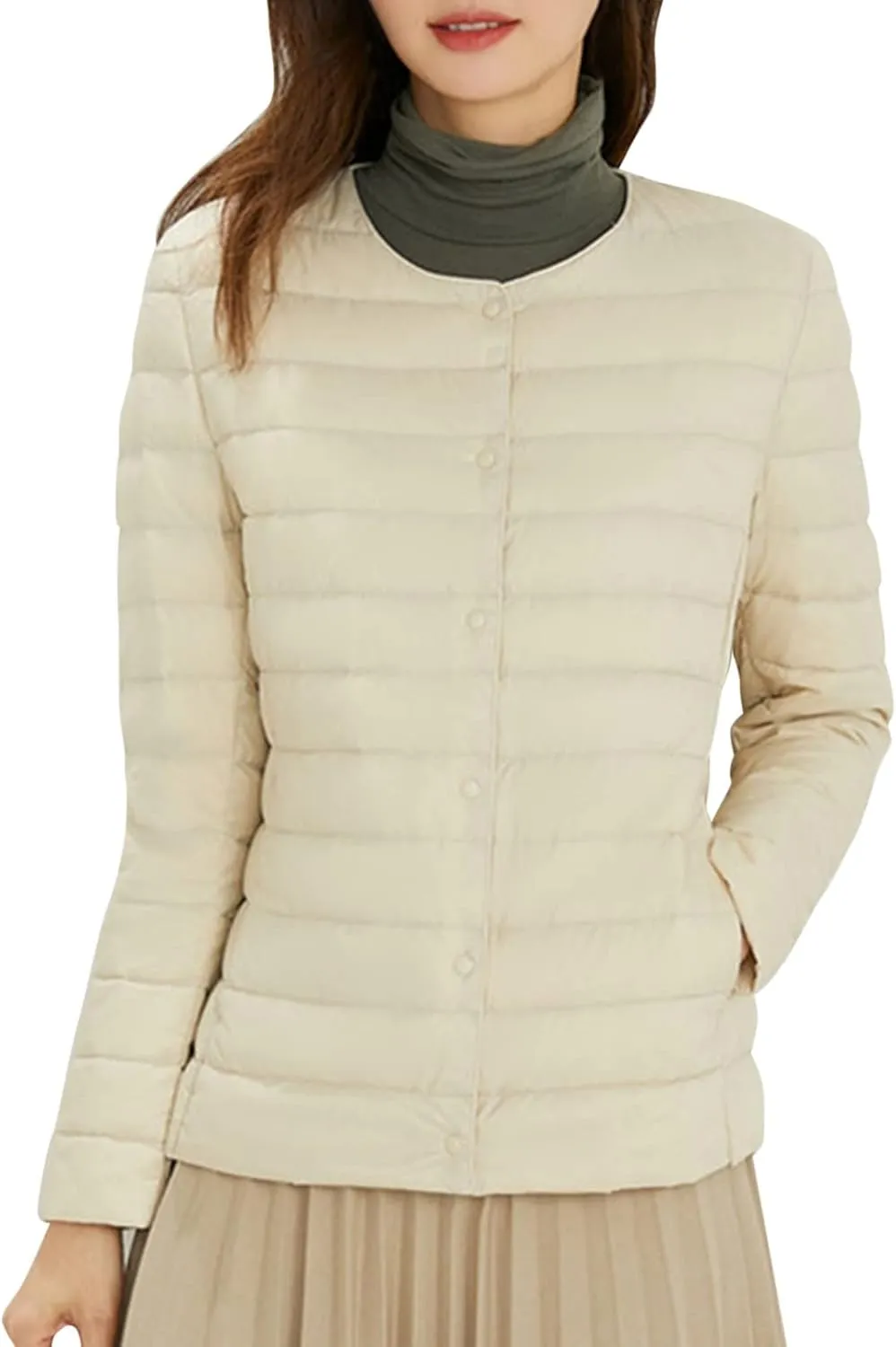SHAOBGE Plead Jacket Women's Packable Ultra Light Weight Short Down Jacket Western Clothes for Women