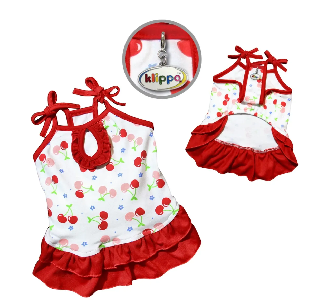 Soft Knit Cotton Cherries Dress w/Shoulder Ties