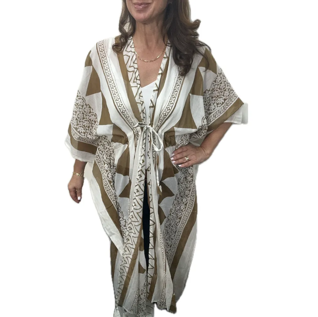 SUNDRESS (tie-up style) - Geometric - TAN