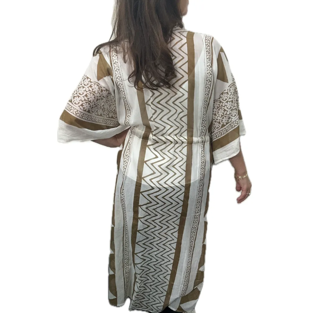 SUNDRESS (tie-up style) - Geometric - TAN