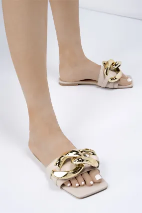 Teva Oversized Chain Flat Sandal in Nude