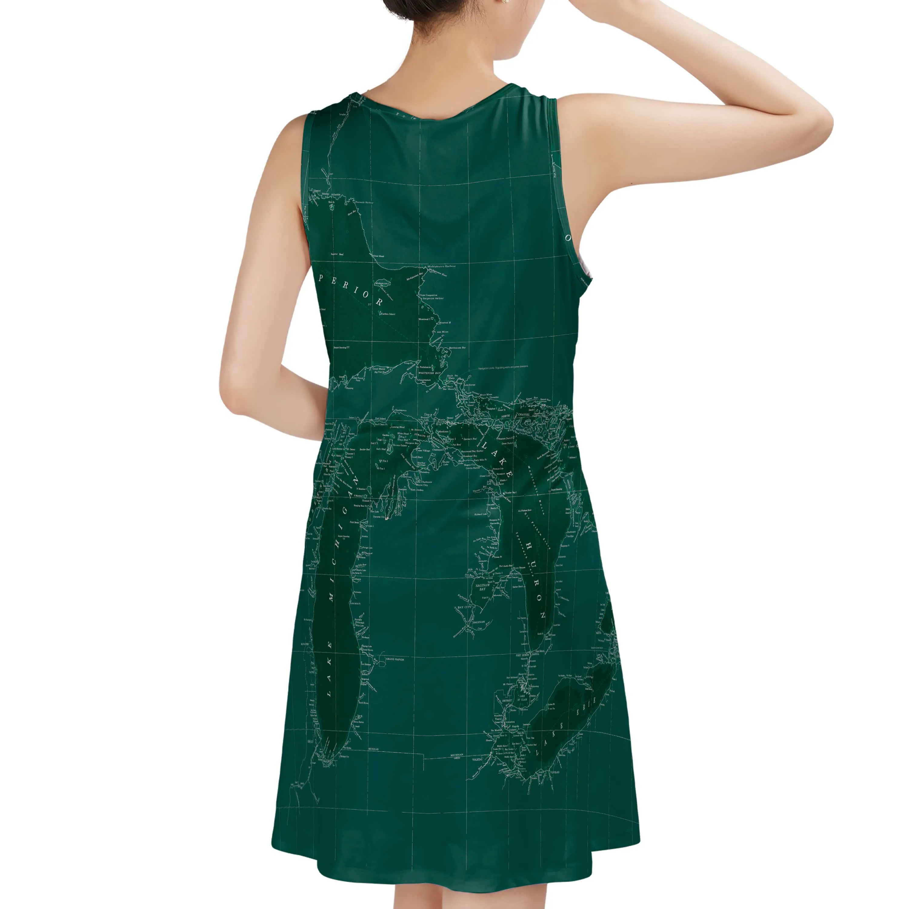 The Great Lakes Green and White Sundress