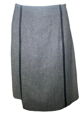 Tom Ford for Gucci Herringbone with Leather Trim Skirt