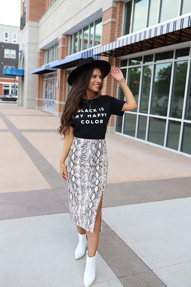 Twice Bitten Snakeskin Midi Skirt