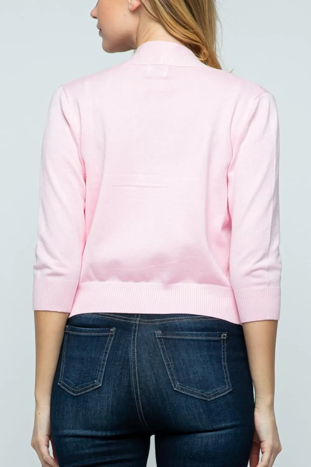 Urban Look Women's Basic 3/4 Sleeve Open Front Light Weight Sweater Cardigan