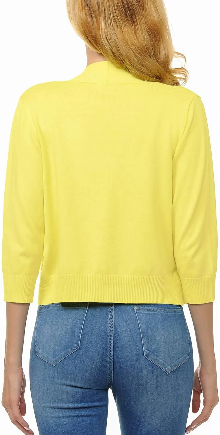 Urban Look Women's Basic 3/4 Sleeve Open Front Light Weight Sweater Cardigan