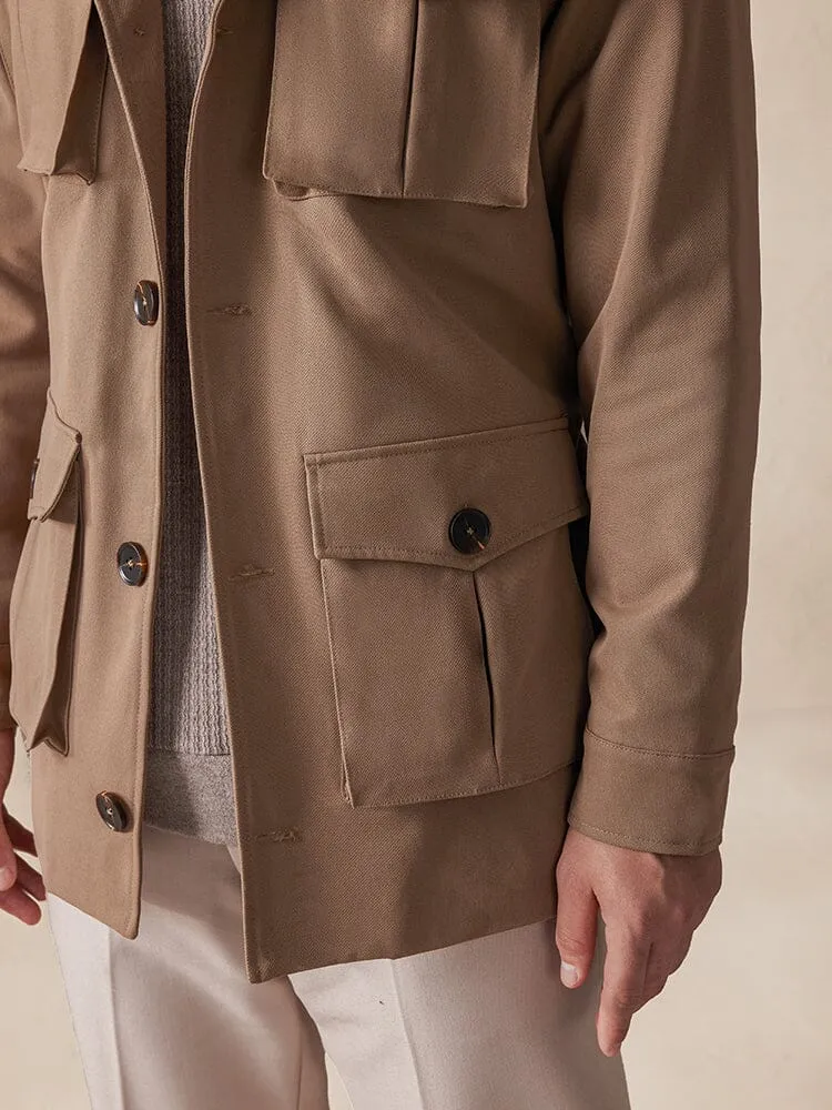 Vintage Cargo Trench Jacket with Belt