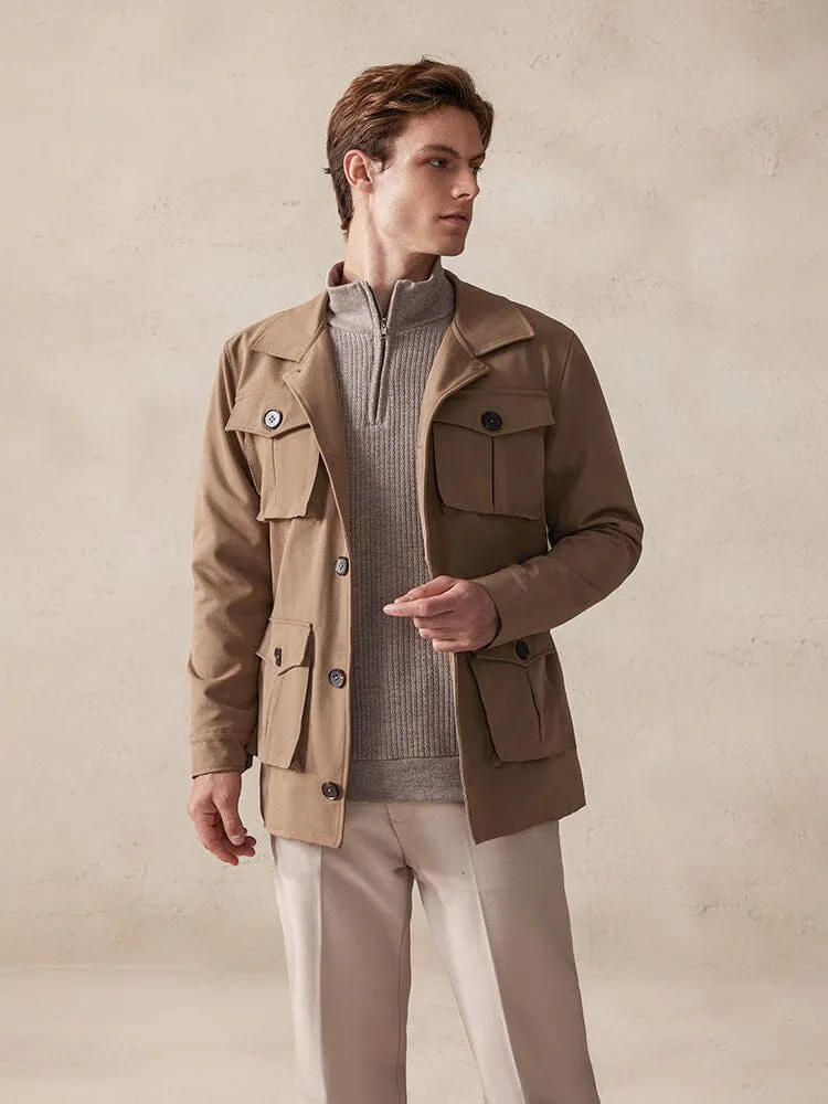 Vintage Cargo Trench Jacket with Belt