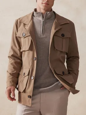 Vintage Cargo Trench Jacket with Belt